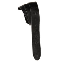 2” PRS Leather Strap, Embossed Birds, Black