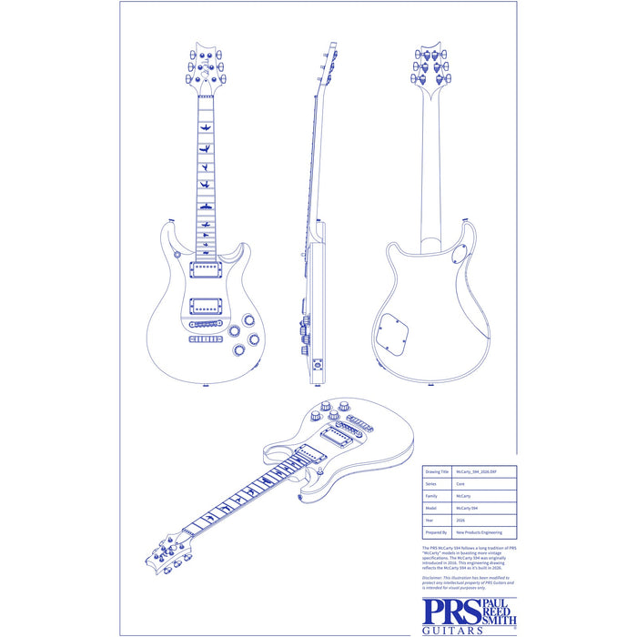 PRS Guitars Blueprint Poster - McCarty 594