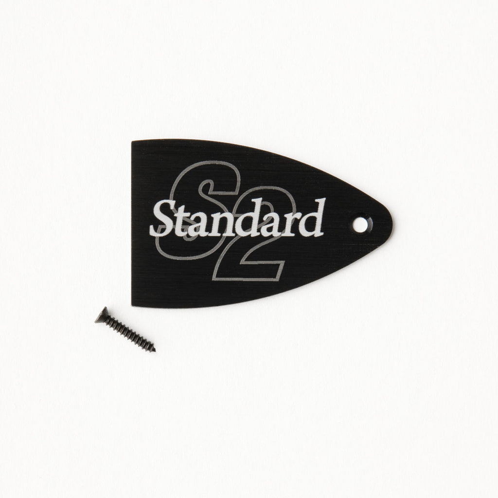 PRS Truss Rod Cover, Black Anodized Aluminum, Etched Model Name