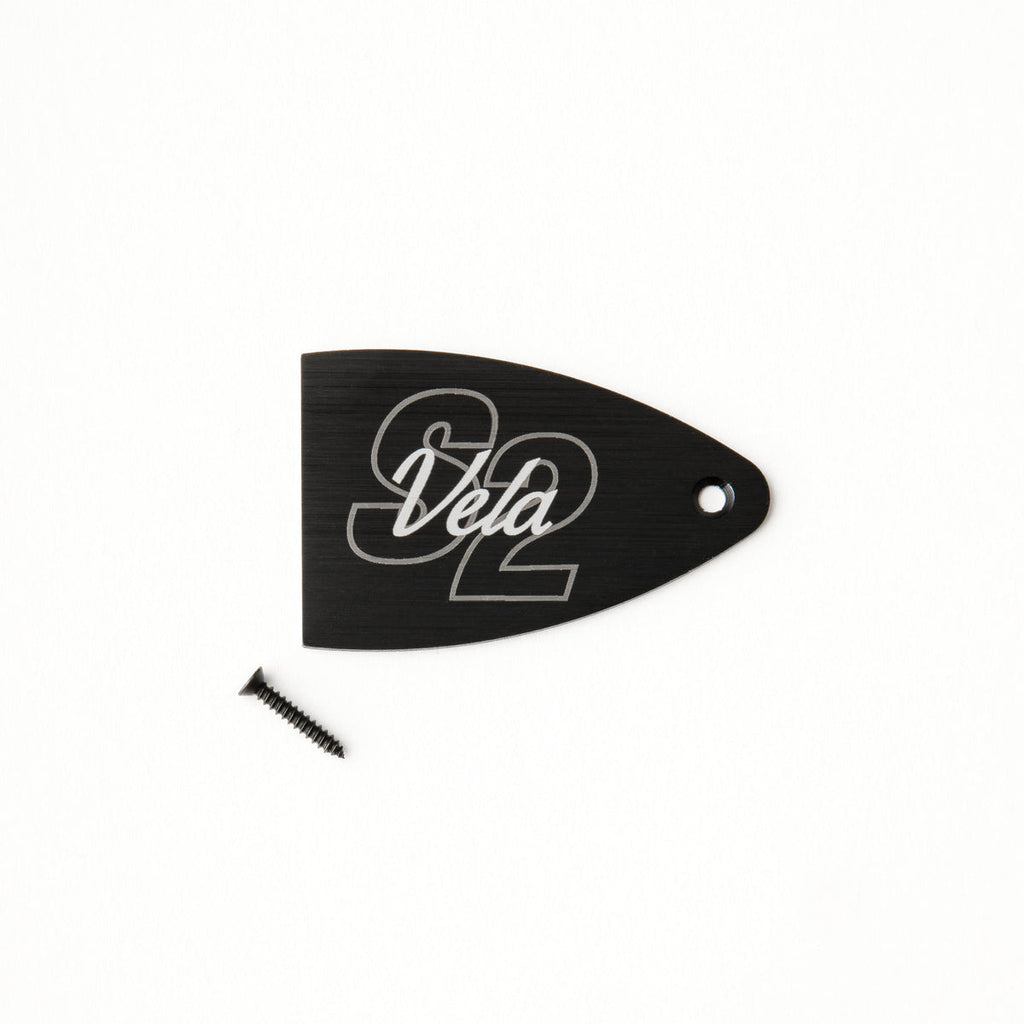 PRS Truss Rod Cover, Black Anodized Aluminum, Etched Model Name