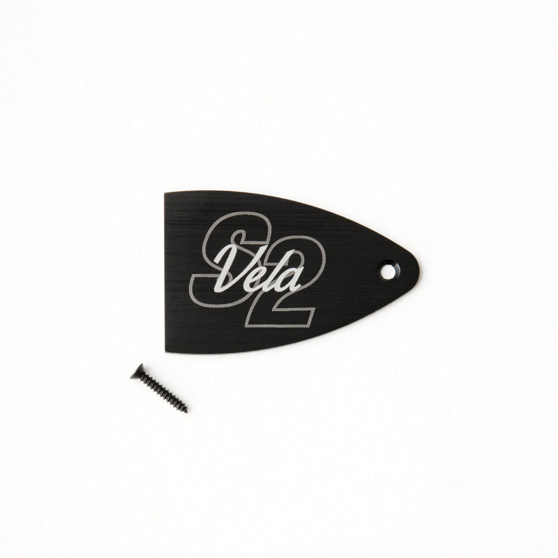 PRS Truss Rod Cover, Black Anodized Aluminum, Etched Model Name